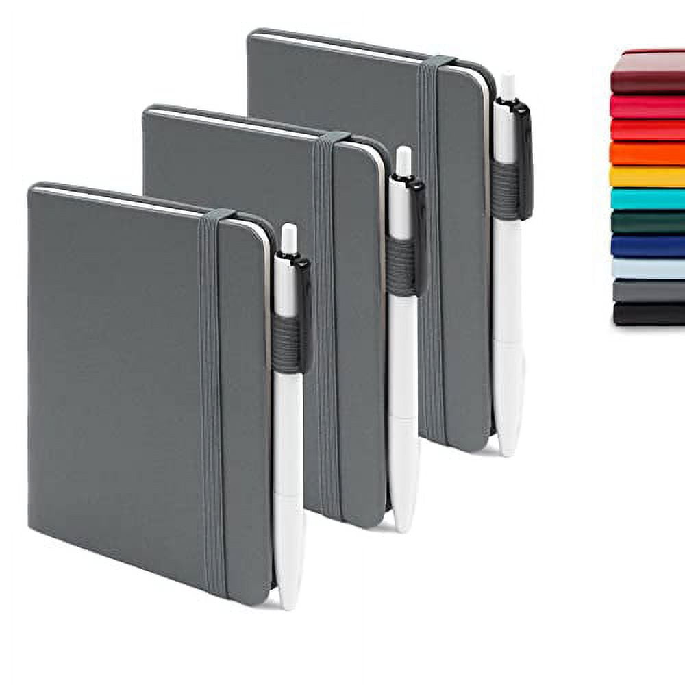 feela 3 Pack Pocket Notebook Journals with 3 Black Pens, A6 Mini Cute