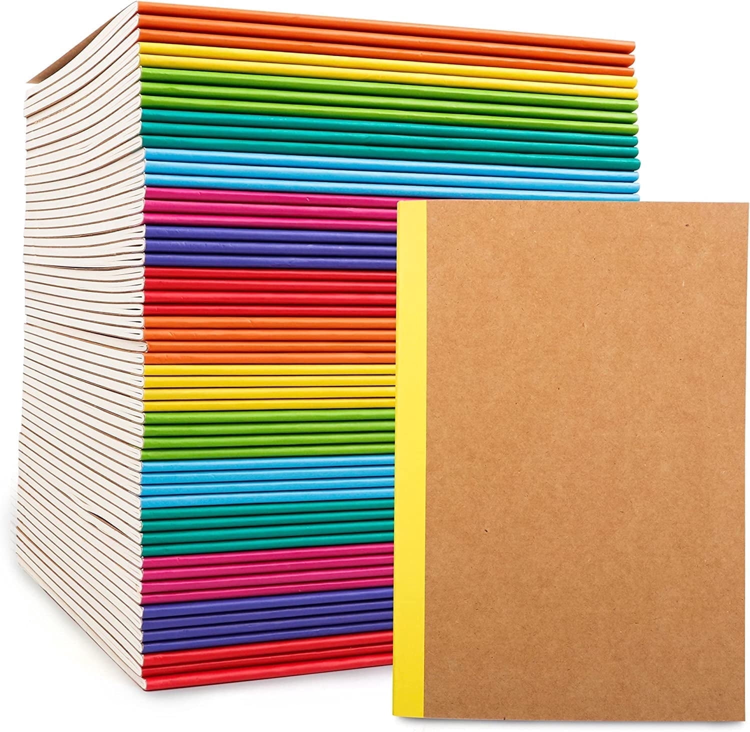 feela 56 Pack Composition Notebooks Bulk, Kraft Cover Lined Blank ...