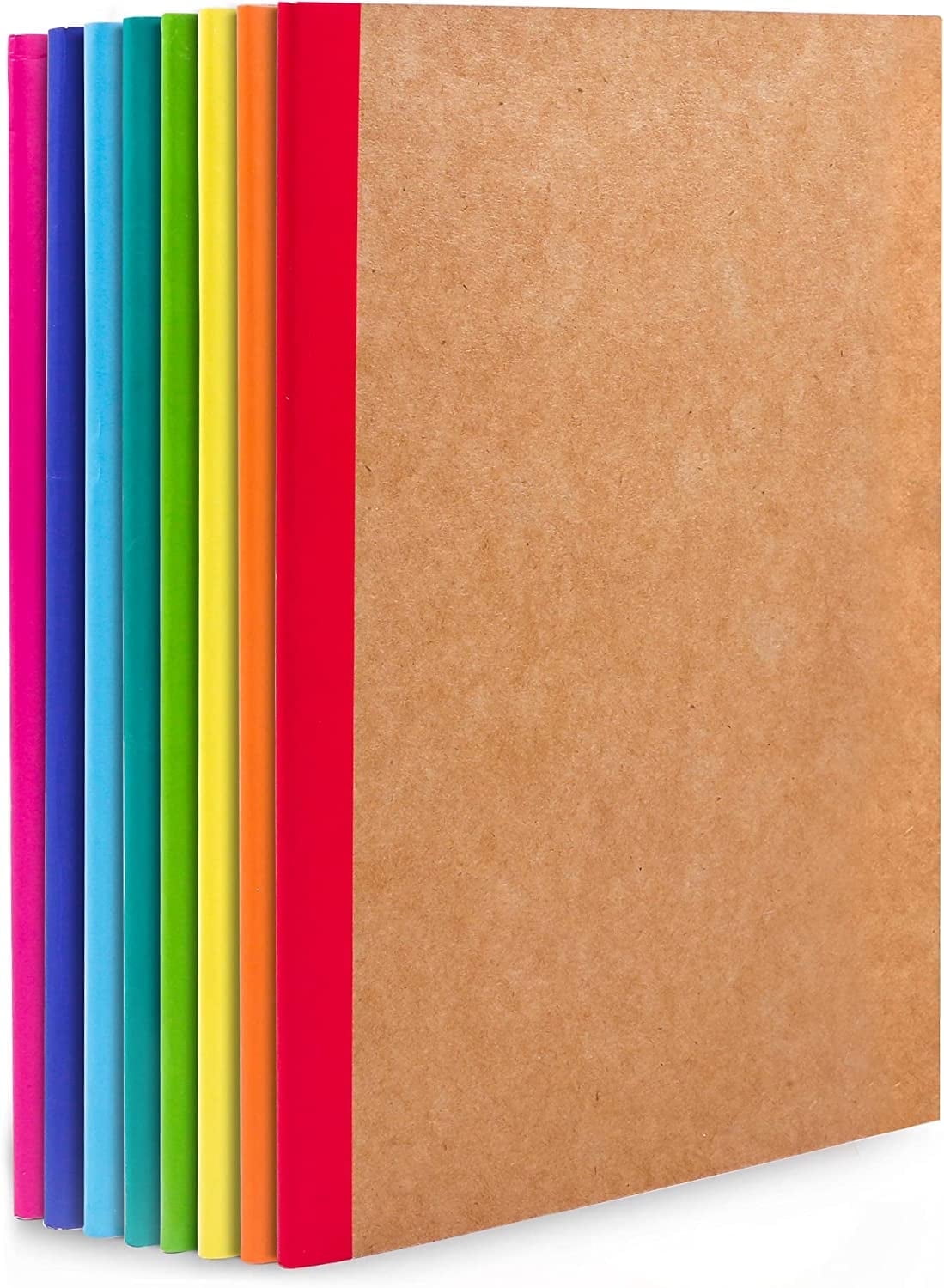 feela 8 Pack Composition Notebooks Bulk, Kraft Cover Lined Blank