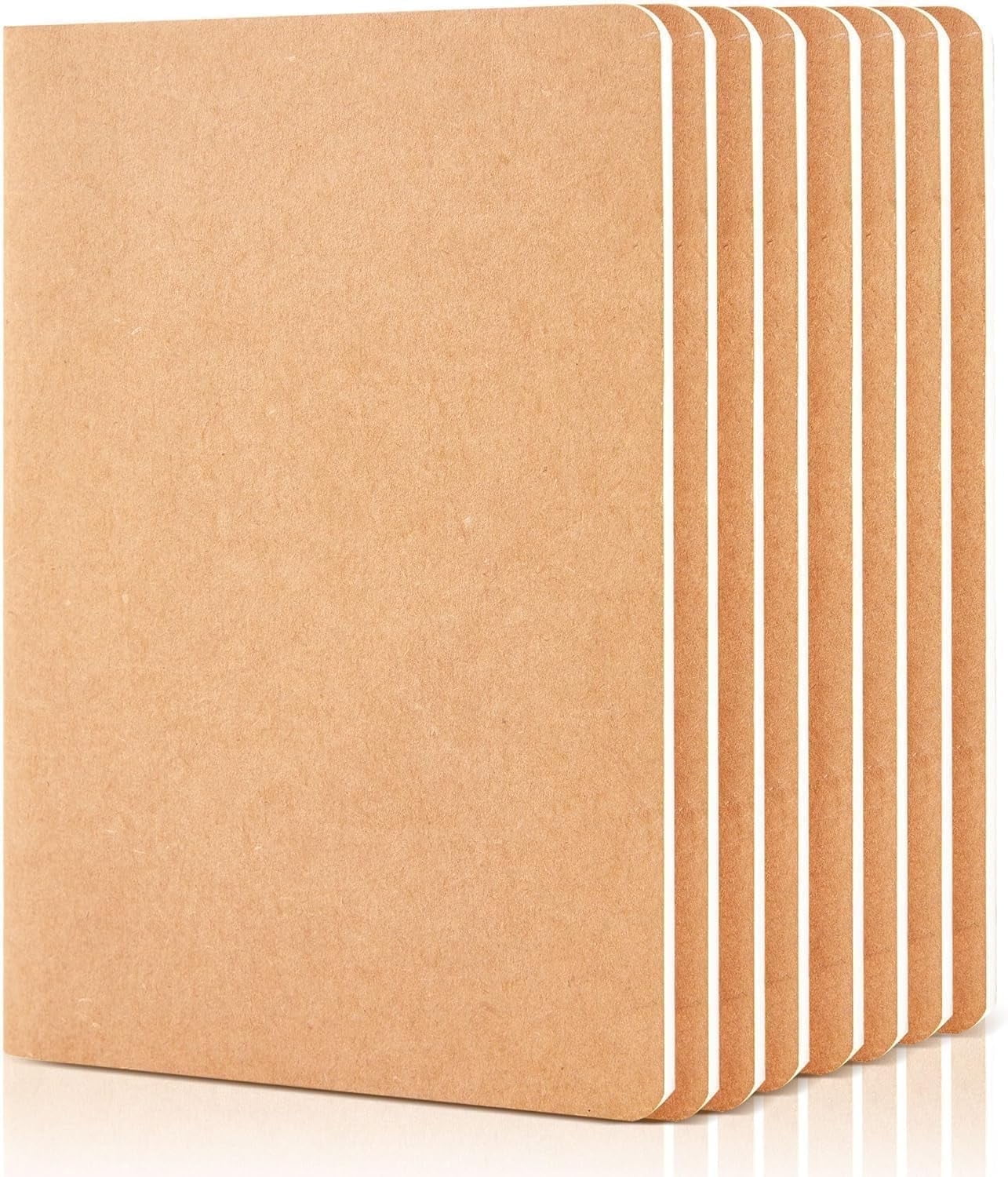 feela 8 Pack Unlined Kraft Paper Notebooks, Blank Journal Note Pad for Drawing Writing, Small Sketchbook Travel Journal Bulk, A5, 60 Pages, 8.3” X 5.5”