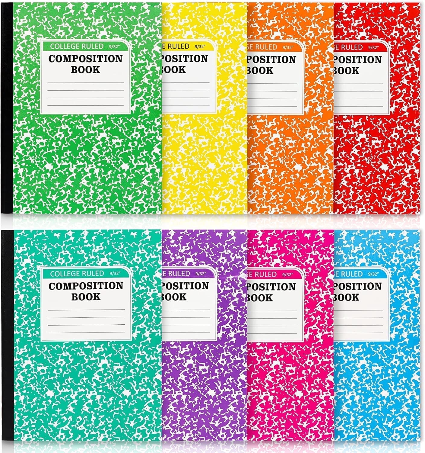 Feela Composition Notebook, 8 Pack 8 Pastel Colors College Ruled Composition Books Bulk, Marble Cover Notepad Lined Cute Journal Notebooks for Notes Taking Writing, 9.75 X 7.5 in
