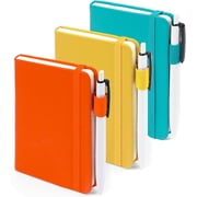 Feela Pocket Notebook Journals, Mini Cute Small Hardcover College Ruled Notepad Office Supplies, with 3 Black Pens, 3.5”x 5.5”, 3 Pack, A6, Solid Colors, Yellow