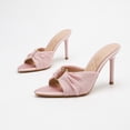 thumbnail image 1 of On feet & in love Women's Satin Pointed Toe Stiletto Mules - Ruched Slip-On Dress Heels with Gold-Tone Hardware, 1 of 8