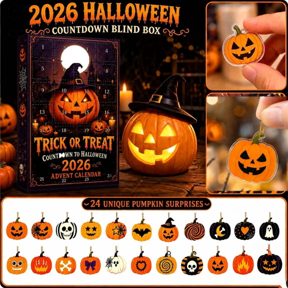 feijiafs 2026 Halloween Advent Countdown Blind Box Kit Mini Pumpkin Ornament DIY Craft Countdown Calendar Gift Box Fall Holiday Home Tiered Tray Desktop Decor, 2D