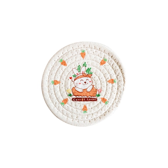 feijiafs Cotton Rope Woven Round Placemats Kitchen Table Place Mats and 7Inch Drink Coasters for Kitchen Dining Table Decorations Hot Dishes, 1pcs