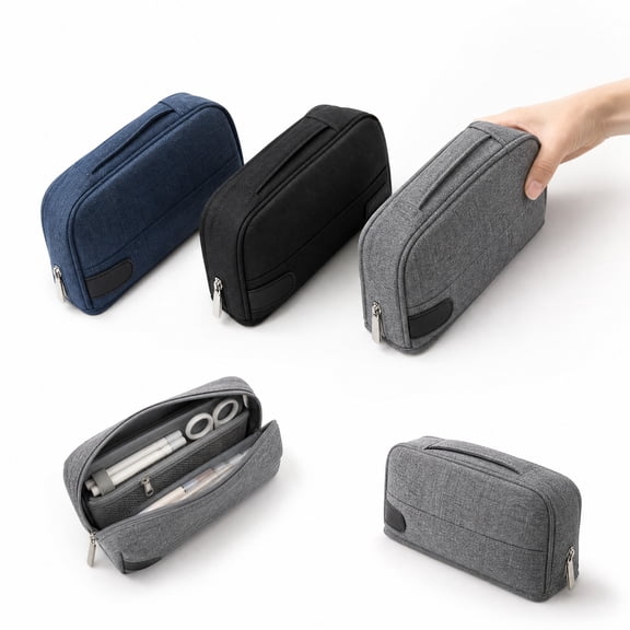 feijiafs Dual Layer Pencil Bag Large Capacity Zipper Stationery Pouch Simple Portable Pen Storage Case Gifts For Pencil Case
