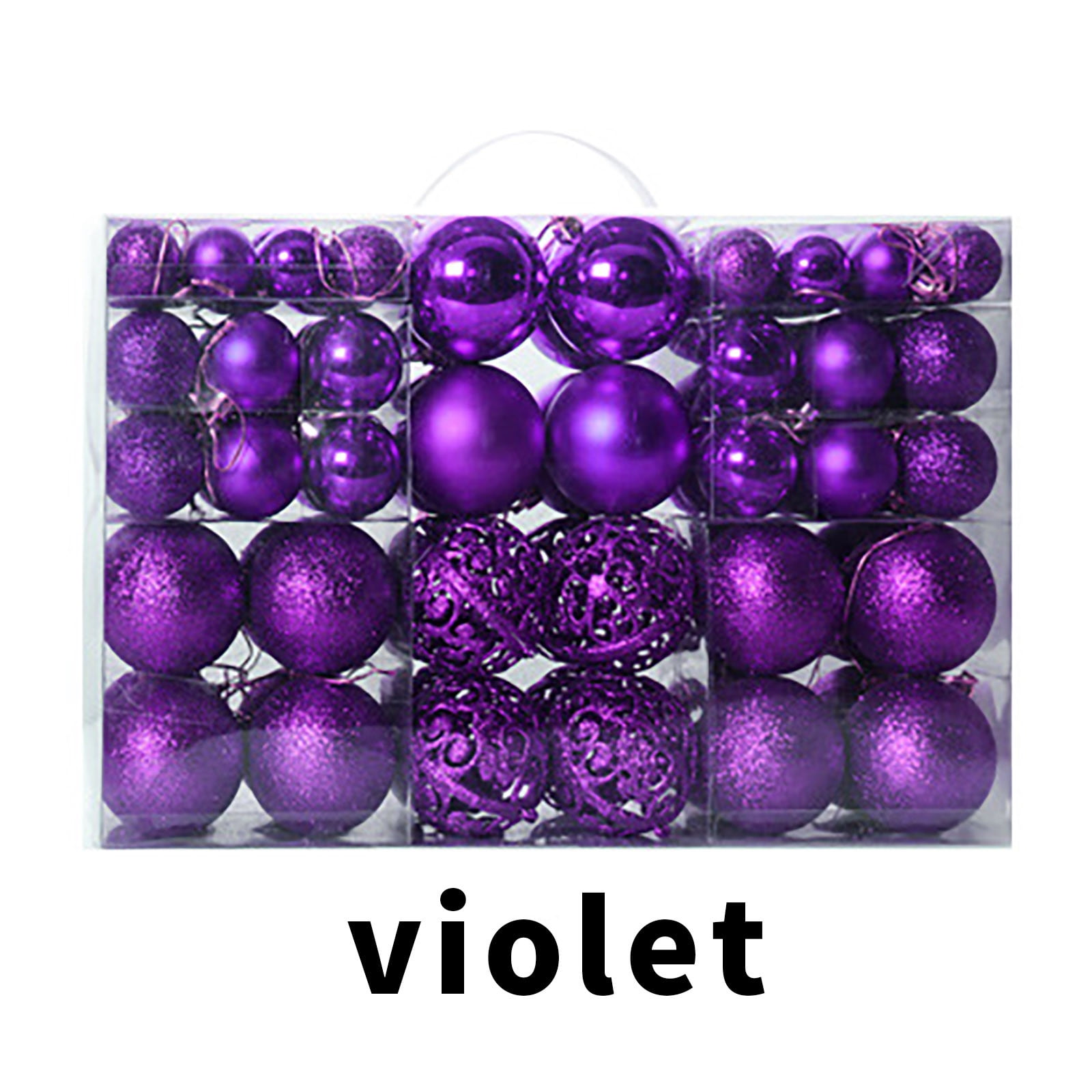 Purple Shatterproof Plastic Christmas Ball Ornaments Set