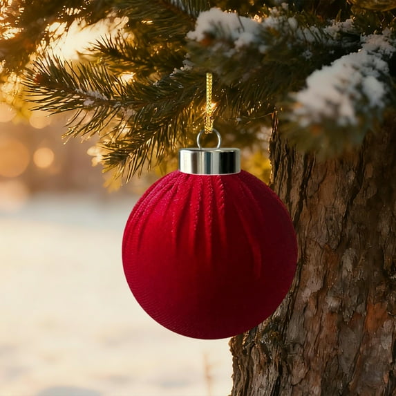 feimajia 1PC 2.4"Flocked Christmas Balls Christmas Tree Ornaments Plastic Balls Xmas Hanging Ornaments Decoration