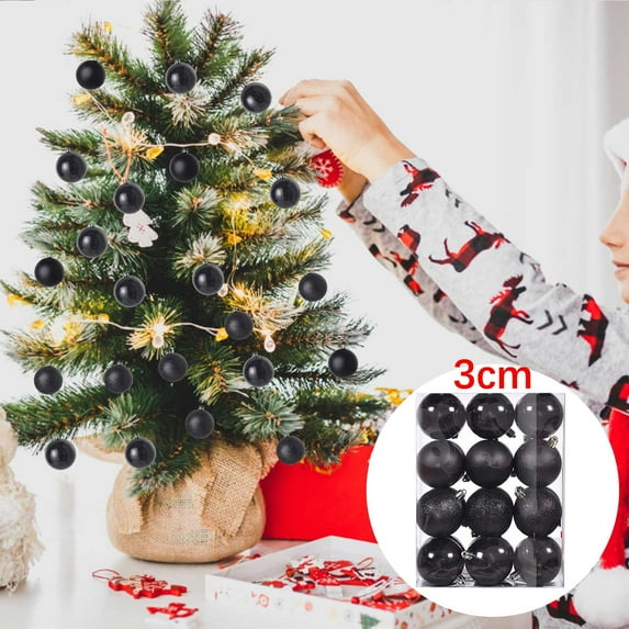 feimajia 24PCS Christmas Ball Ornaments for Christmas Decorations Xmas Tree Shatterproof Ornaments with Hanging Loop for Holiday & Party Decorations 3cm/1.18in Black