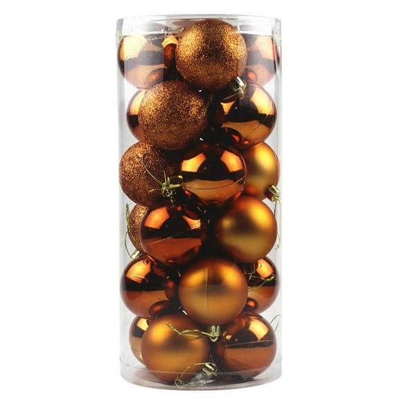 feimajia 24Pcs Mini Christmas Balls Ornaments, Small Shatterproof Christmas Baubles for Xmas Christmas Tree, 6CM Hanging Ball for Holiday Wedding Party Bronze