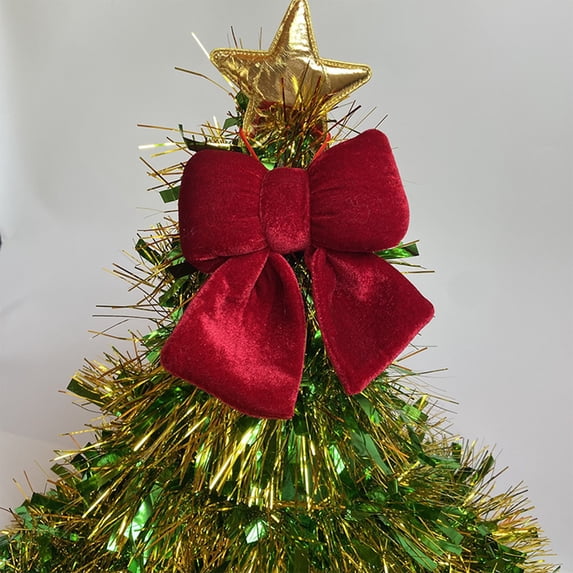 feimajia Christmas Tree Topper, Ribbon Bow Topper for Tree,Xmas Ornaments for Holiday Decor Christmas Bow Christmas Tree Decoration Hanging Red Velvet Bow