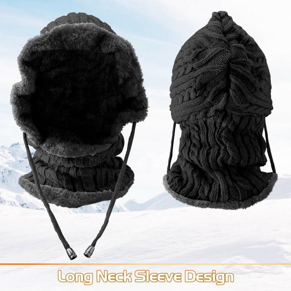 feimajia Clearance 2024 Winter Sports Equipment Men's and Women's Winter Knitted Small Round Hat Scarf, Neck Wrap, Warm Fleece Face and Ear Protector