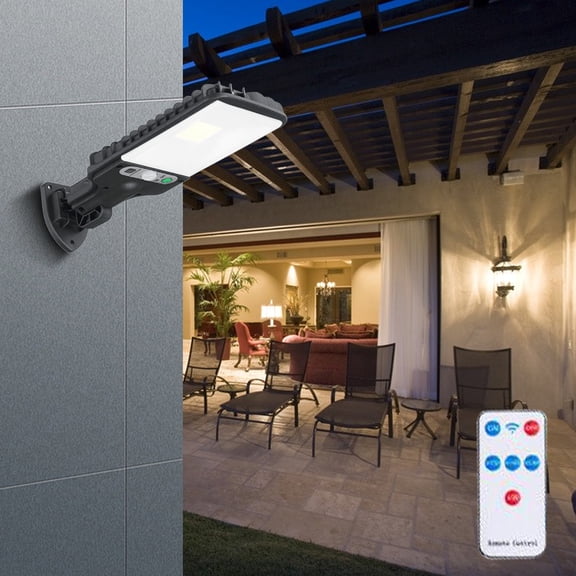 feimajia Solar Street Light, IP65, Dusk To Da-wn with Motion Sensor LED Security Flo-od Light for Parking Lot, Remote Control with 30 COB Lamp Beads
