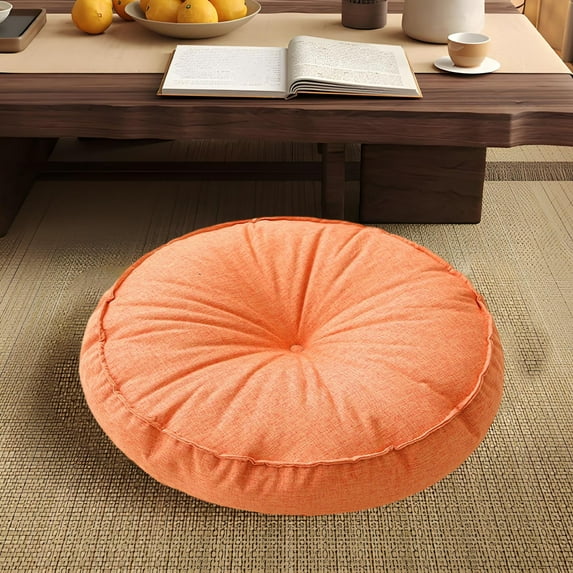 feimajia Thickened Fabric Round Cushion Linen Futon Balcony Window Tatami Seat Cushion Floor Pouf