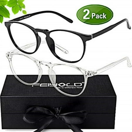 feiyold blue light blocking glasses women/men for computer use,fda approved anti eyestrain gaming glasses,cut uv400 transparent lens(2pack)