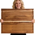 thumbnail image 1 of HOJOBWU 24x18 Acacia Wood Cutting Board, Large Wooden Butcher Block with Juice Groove and Handles for Kitchen Prep, 1 of 10