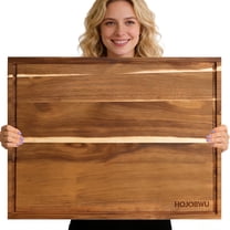 HOJOBWU Acacia Wood Cutting Board for Kitchen, Large Wooden Butcher Block 24" x 18" with Juice Groove and Side Handles