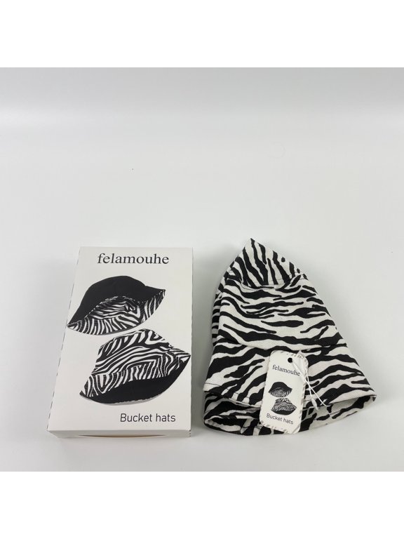 Bucket hats,Black and White Zebra Stripes Prints Reflective Bucket Hat for Men and Women - Breathable, and Stylish Double-Sided Design,One Size