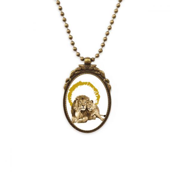 feline lions ferocious antique necklace vintage bead pendant keychain