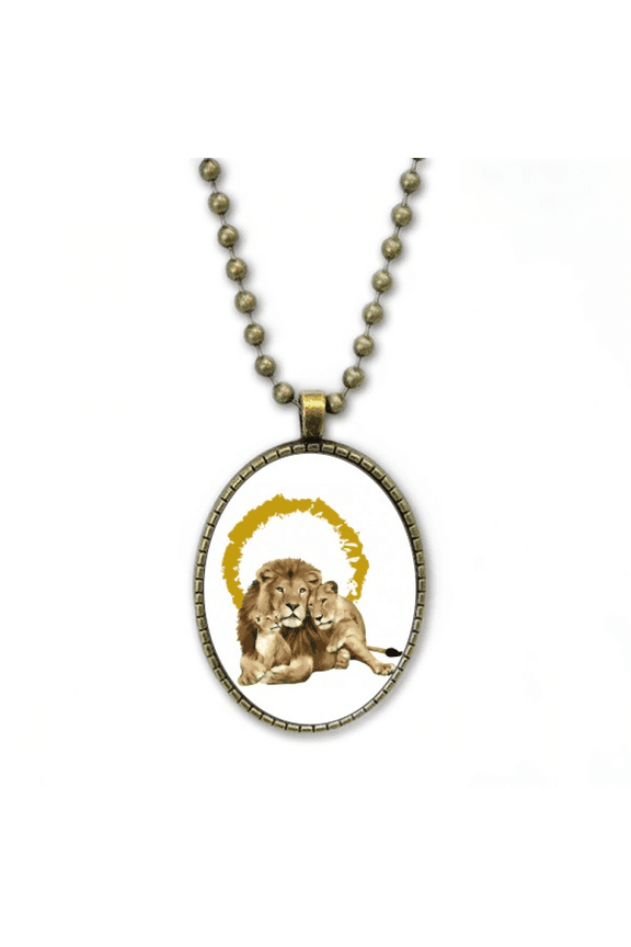 feline lions ferocious necklace vintage chain bead pendant jewelry collection