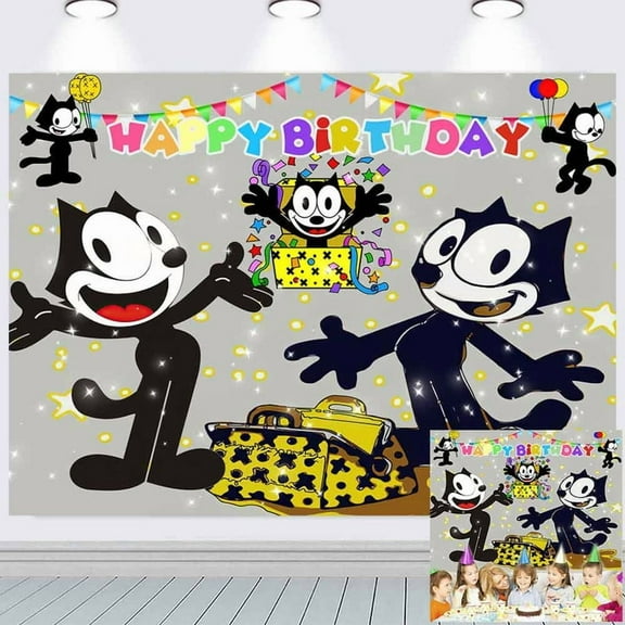 felix the cat Backdrop Banner Party Supplies Poster Movie Theme Background for Photography Kids Birthday Decorations