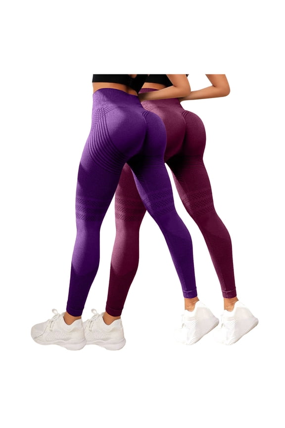 2 Pack Compression Leggings for Women Anti Cellulite Leggings Lifting Resistance Band Scrunch 2Pcs Legging (Wine, XXL)