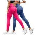 thumbnail image 1 of felwors 2 Pack Compression Leggings for Women High Waist Push Up 3D Textured Yoga Pants Navy for Size XXL, 1 of 3