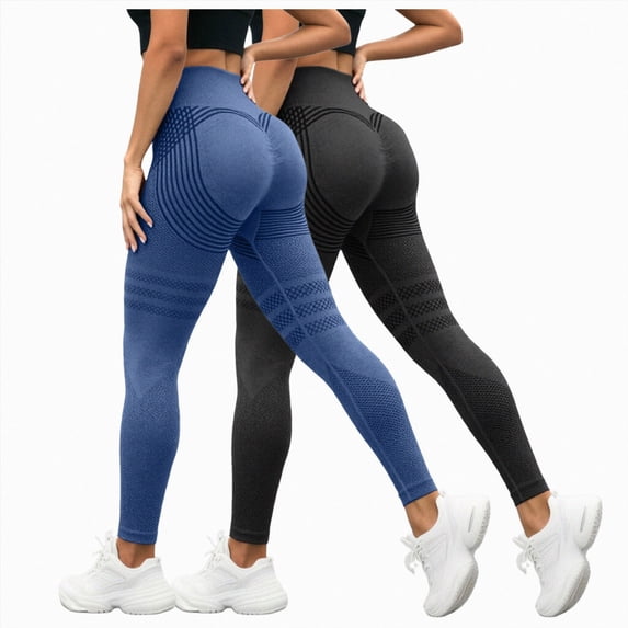 felwors 2 Pack High Waist Anti Cellulite Leggings 3D Compression Tummy Control Yoga Pants Navy for Size XXXL