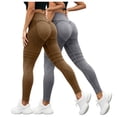 thumbnail image 1 of felwors 2 Pack High Waist Compression Leggings for Women 3D Textured Push Up Yoga Pants Coffee for Size S, 1 of 3