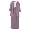 thumbnail image 1 of felwors 2 Piece Outfits for Women Casual Lounge Sets Long Sleeve Button Down Shirts and Wide Leg Pants Sets Tracksuit Light Purple, XXL, 1 of 4