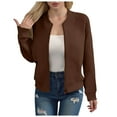thumbnail image 1 of felwors 2025 Bomber Jacket Women Textured Lightweight Zip Up Jackets Casual Stand Collar Zipper Coat Fall Fashion Outerwear Top Brown, XL, 1 of 6