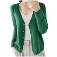 thumbnail image 1 of felwors 2026 New Arrival Women's Cropped Knit Cardigan - Long Sleeve V Neck Button Down Lightweight Spring Fall Versatile Outerwear(Green, S), 1 of 5