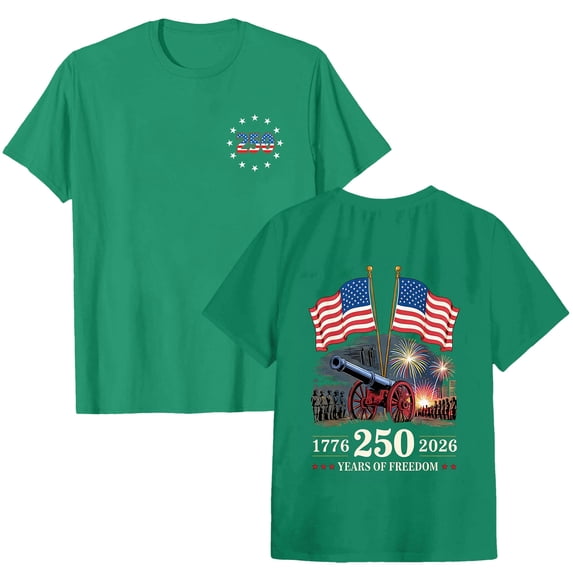 felwors 250 Years America Shirt for Women Vintage Happy 250th Birthday USA Shirt Independence Day 1776-2026 Freedom Shirts (Green, M)