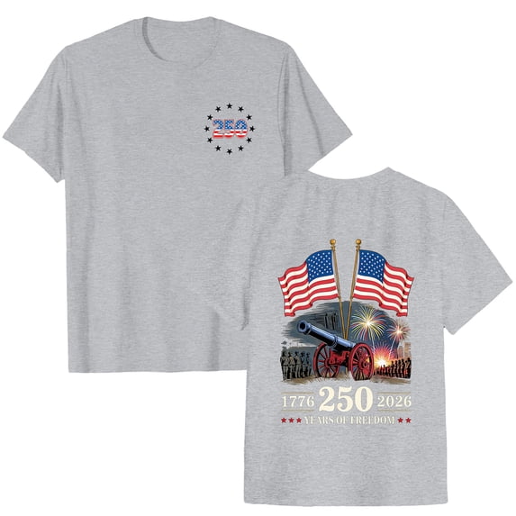 felwors 250 Years America Shirt for Women Vintage Happy 250th Birthday USA Shirt Independence Day 1776-2026 Freedom Shirts (Grey, L)