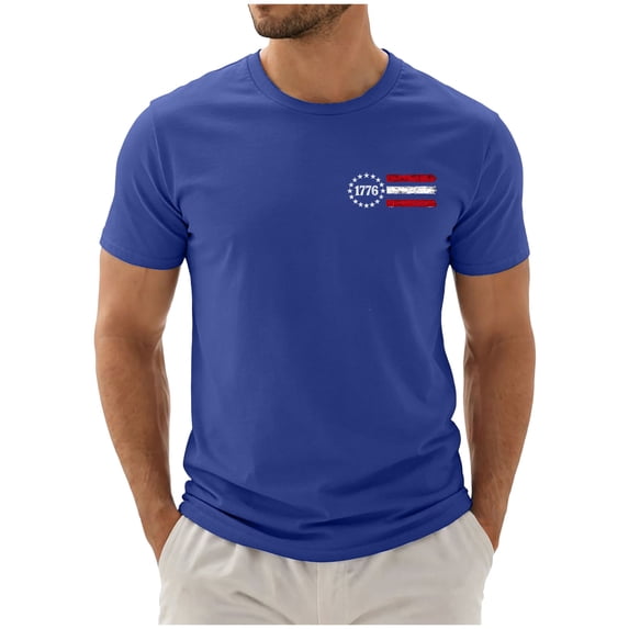 felwors 250 Years American Flag Shirts for Men: 4th of July T Shirt 1776-2026 USA Patriotic Tee Tops (Blue, XXL)