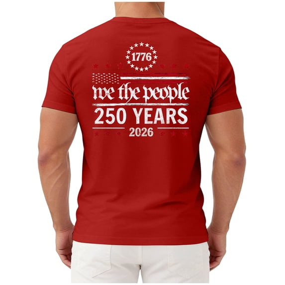 felwors 250 Years American Flag Shirts for Men: 4th of July T Shirt 1776-2026 USA Patriotic Tee Tops (Red, M)