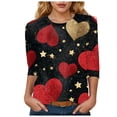 thumbnail image 1 of felwors 3/4 Length Sleeve Womens Tops, Spring Summer Tops Crew Neck Floral Print Workout Shirts for Women Loose Fit (Red, XXXL), 1 of 9