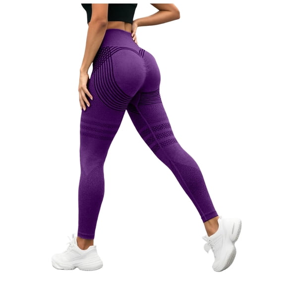 felwors 3D Anti Cellulite Metabolic Booster Compression Leggings Women High Waist Butt Lifting Slimming Gym Workout Legging Purple for Size XXXL