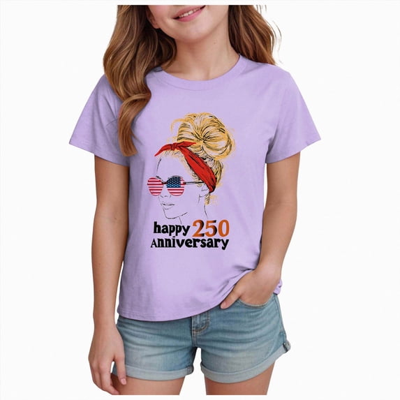 felwors American Star Flag Girls 4th of July Shirt USA Patriotic Kids Sequin T-Shirt