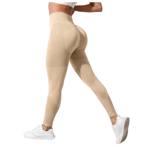 felwors Anti Cellulite Compression 3D Leggings Women Butt Lifting Tummy Control with Resistance Bands Gym Yoga Pants (Beige, L)