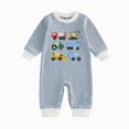 thumbnail image 1 of felwors Baby Boy Fall Clothes Newborn Winter Outfit Truck Embroidered Jumpsuit Cotton Striped Long Sleeve Romper Onesie (Blue,3-6 Months), 1 of 5