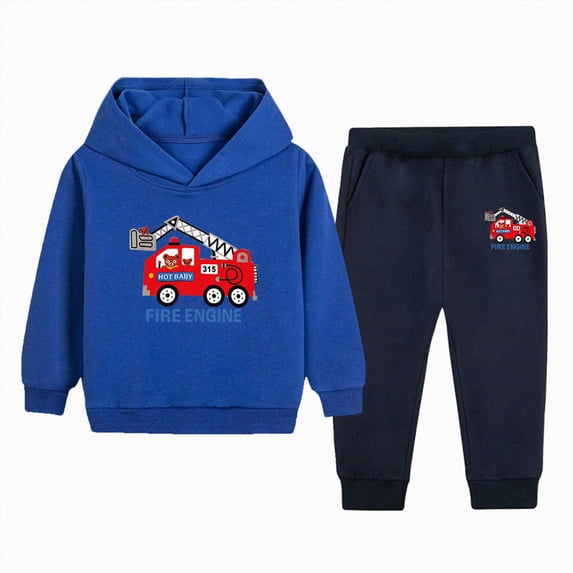felwors Baby Boy Fall Winter Clothes - Toddler Long Sleeve Hoodie Sweatshirt Tops Sweatsuit Pants 2pcs Outfit Set (Dark Blue,11-12 Years)