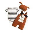 thumbnail image 1 of felwors Baby Boy Girl Summer Outfit Newborn Stripe Short Sleeve Romper Animal Embroidered Overall Shorts Hat Piece Clothes Set, 1 of 4