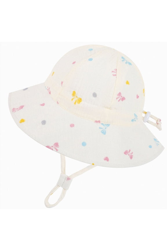 Baby Boy Girl Sun Hat Cute Wide Brim Strap Bucket Newborn Infant Fisherman Hats Outdoor