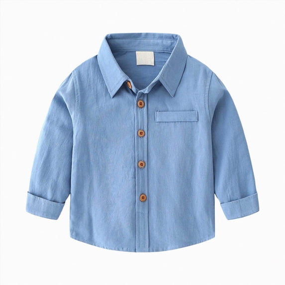 felwors Baby Boys Long Sleeve Button Down Shirt Tops Baby-Boys and Toddler Shirt Spring Boys' Long Sleeve Dress Shirt (Blue,9-11 Years)