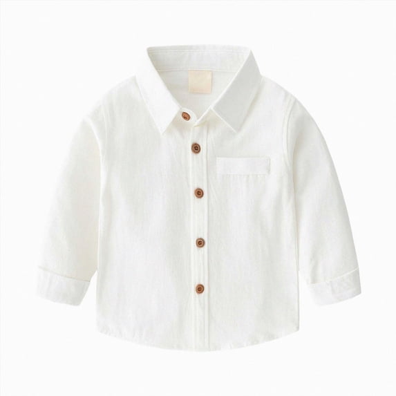 felwors Baby Boys Long Sleeve Button Down Shirt Tops Baby-Boys and Toddler Shirt Spring Boys' Long Sleeve Dress Shirt (White,9-11 Years)