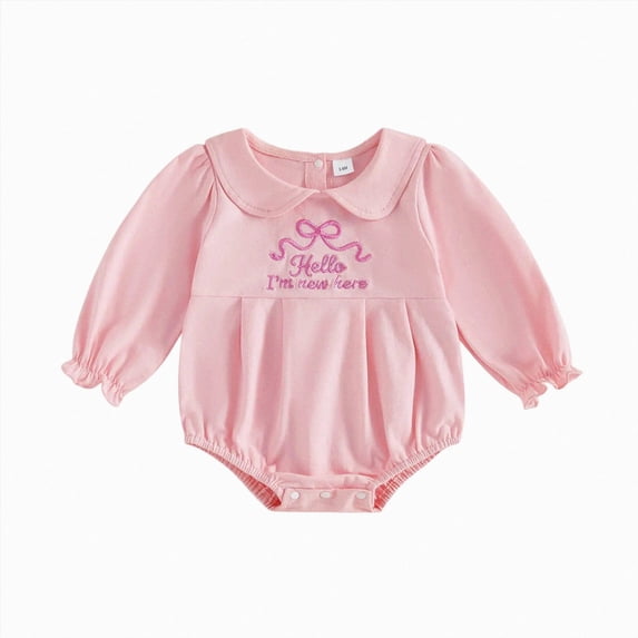 felwors Baby Girl Boy Bubble Romper Infant Peter Pan Collar Onesie Sweatshirt Fall Winter Newborn Coming Home Outfit