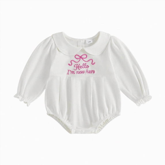felwors Baby Girl Boy Bubble Romper Infant Peter Pan Collar Onesie Sweatshirt Fall Winter Newborn Coming Home Outfit