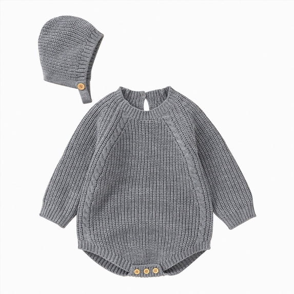 felwors Baby Girl Boy Sweater Knit Oversized Pullover Sweatshirt Romper Onesie Warm Fall Winter Clothes Outfit Newborn