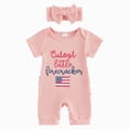 thumbnail image 1 of felwors Baby Girl Independence Day Outfit My First 4th of July Onesie Romper Ribbed Knit Jumpsuit with Headband,Red,Newborn, 1 of 3